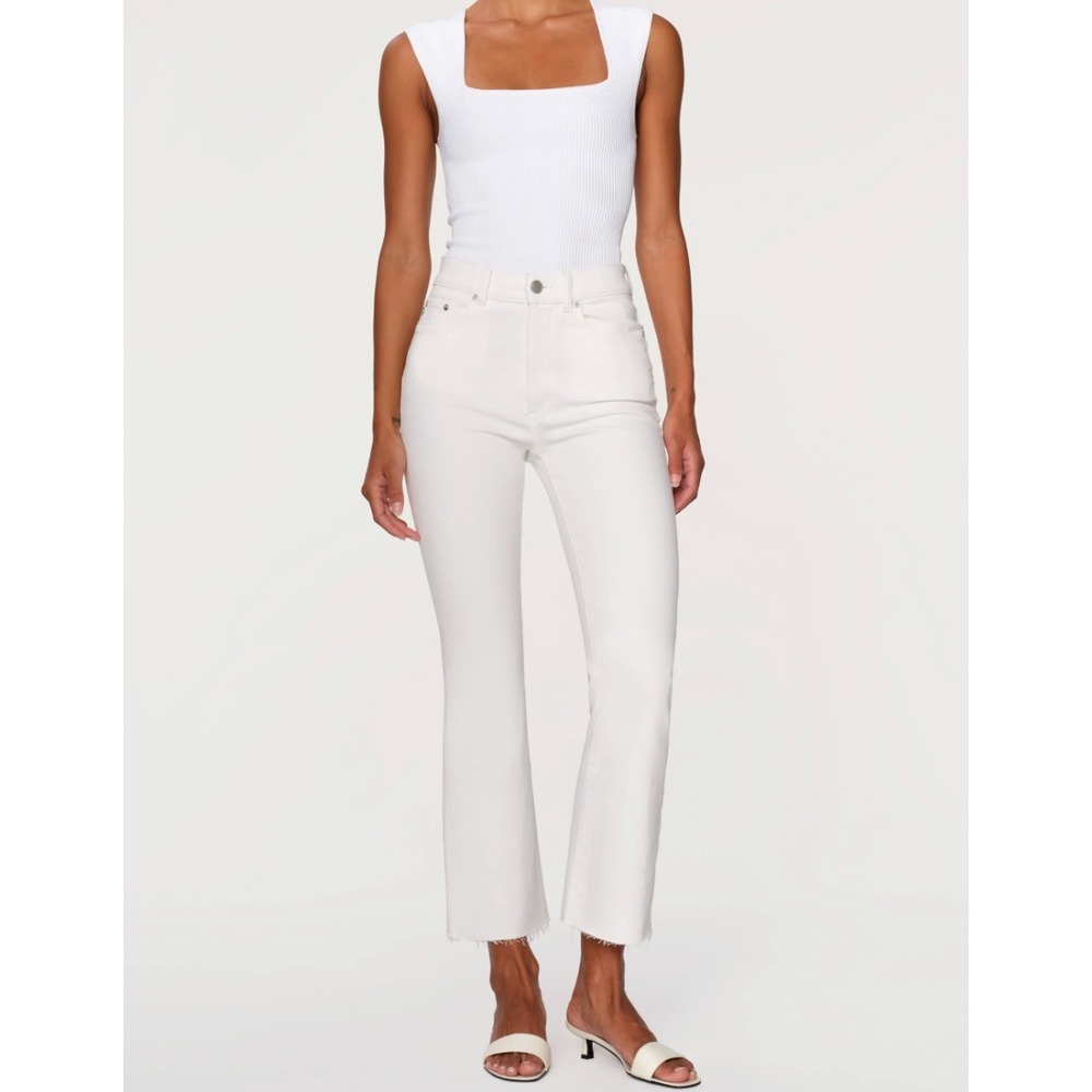 DL1961 NWT Bridget Boot High Rise Instasculpt Crop White Jeans Raw Hem 29 l